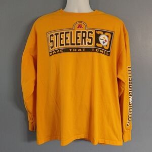 Pittsburgh Steelers Wave That Towel Men's XL NFL Apparel Long Sleeve Shirt Yello